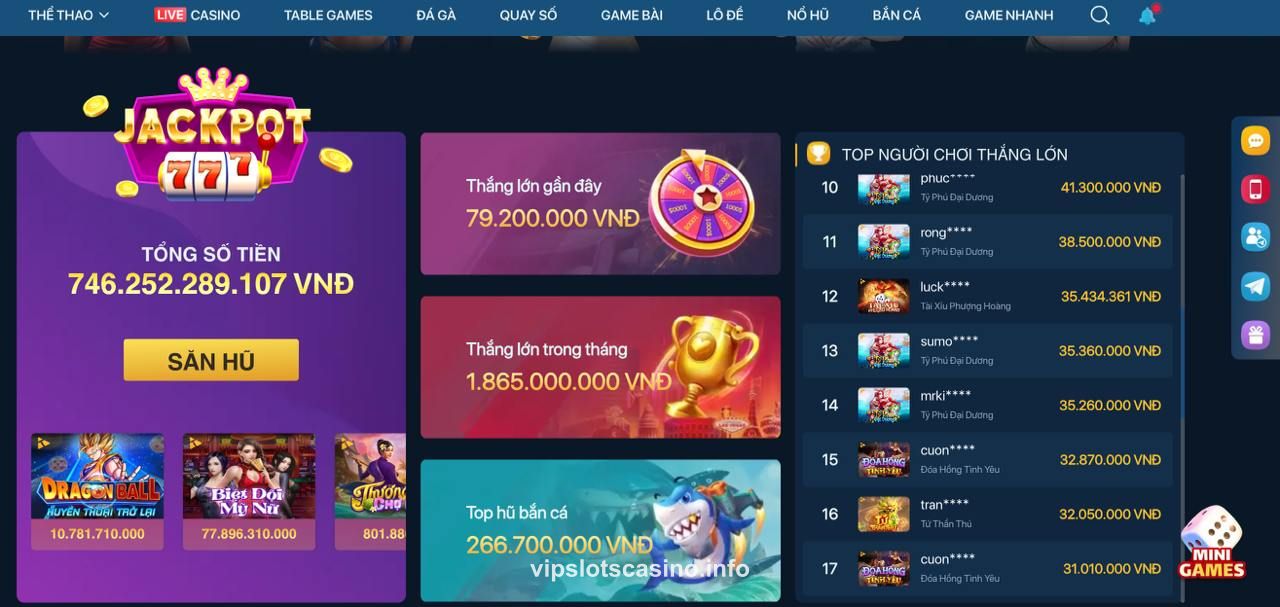 VIPSlot jackpot feature screen with real-time winnings