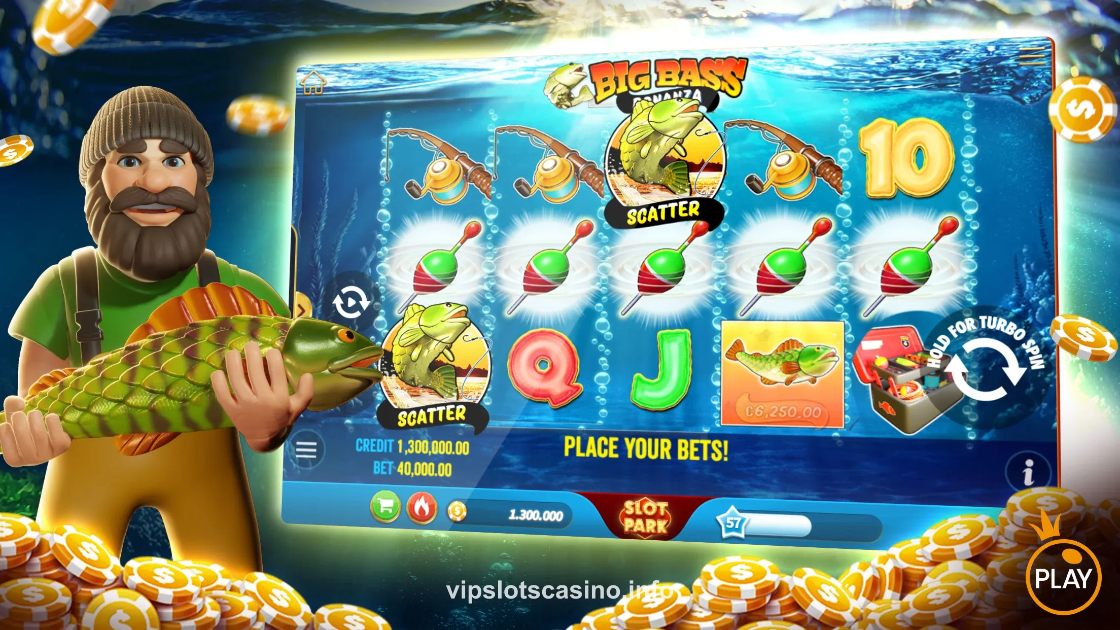 VIPSlot mobile app interface showcasing classic slot games